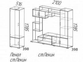 Гостиная Пекин с пеналом Ясень Шимо в Усть-Катаве - ust-katav.magazinmebel.ru | фото - изображение 2